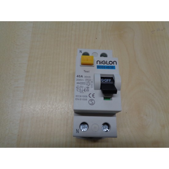 RCDs Niglon RCD2-40/30 RCD 40amp Earth Leakage Breaker Caravan Motorhome SC122F