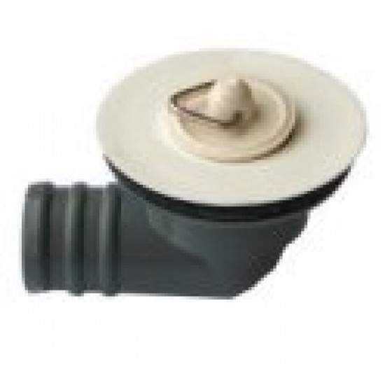 Sink Drain waste 3/4 right angles 45 deg white top with plug Caravan SC423Q