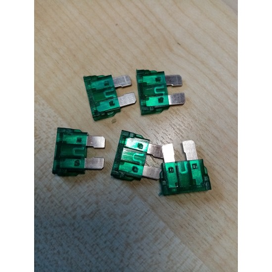 Professional quality automotive 5 x blade fuse 30amp Green CARAVAN MOTORHOME scFB011