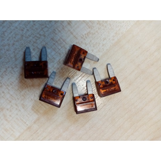 Mini blade fuse 7.5amp x 5 BROWN AUTO MOTORHOME scFB029